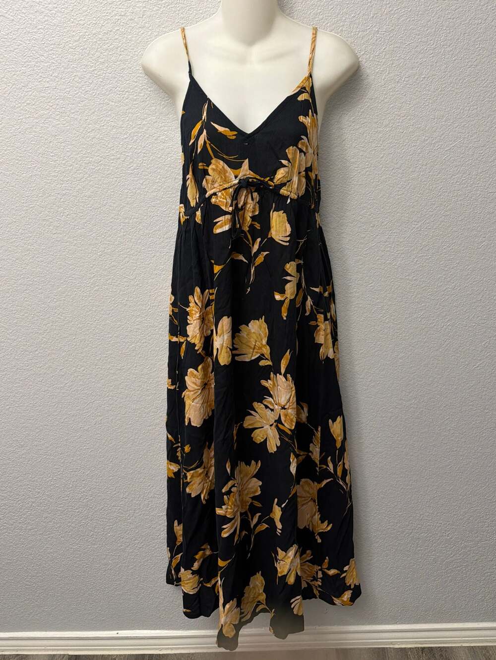 Patrons of Peace Black Floral Boho Maxi Dress Size XS